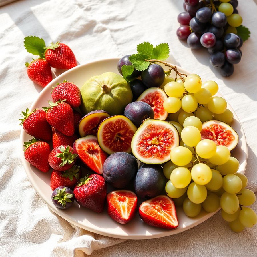 Bandeja con frutas frescas de temporada