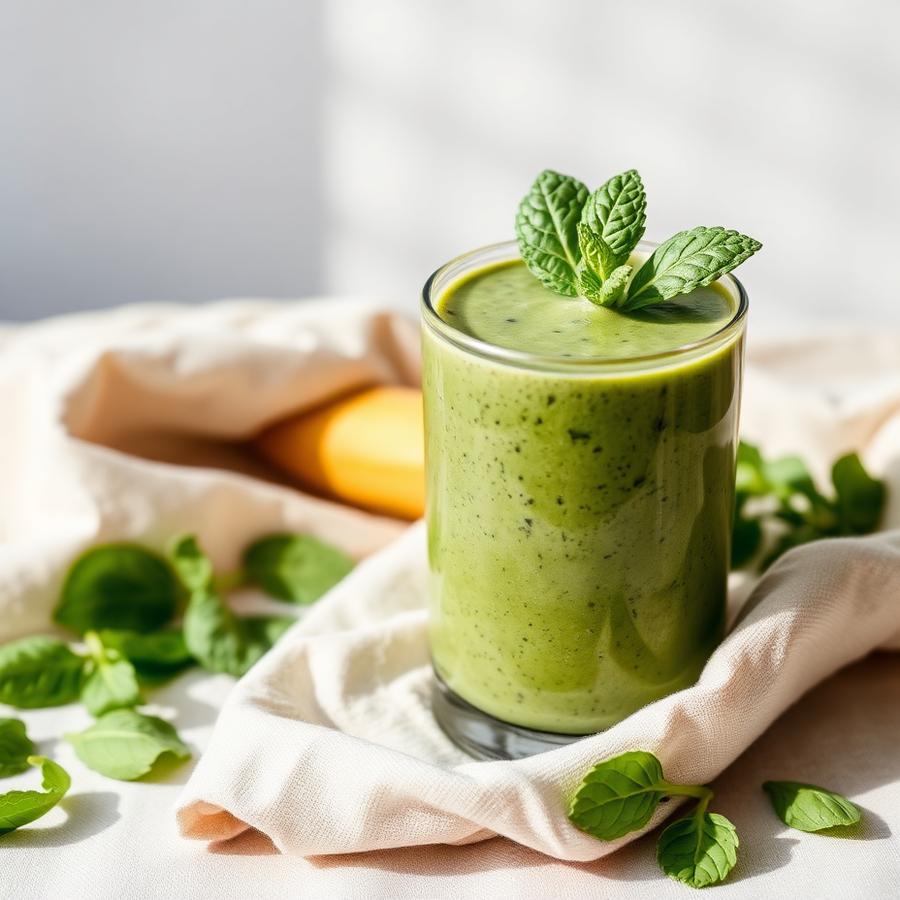 Smoothie verde con espinaca y menta